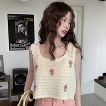 여름용니트조끼 여름 뜨개 손뜨개 그물니트 여성 조끼 여름용 얇은 할머니 뷔스티에