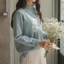 [마이더스비] 이브 플라워자수 반목 니트