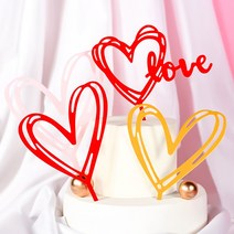 아크릴 하트 케이크 데코픽 생일 기념일 케이크토퍼 홈 파티 장식용품, 실버