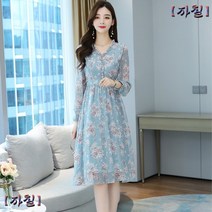 봄 50대 미시옷 긴팔 40대 엄마옷 원피스 중년 가을 마담 쉬폰 셔링