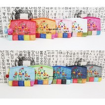 고급모시 꽃자수사각 색동동전지갑/외국인선물/전통색동동전지갑/명절선물/한국관광기념품, 연핑