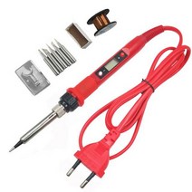 80W 디지털 전기 납땜 인두 키트 세트 온도 조절 가능 220V 110V 용접 공구 세라믹 히터 납땜 팁 재작업
