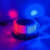 240 LED 전구 비상 조명 자석 포함 자동차 스트로브 경고등 지붕 상단 회전 비콘 스트로보스코프 깜박이 램프 12V, Red Blue
