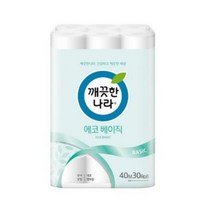 깨끗한나라 에코 베이직 화장지 40m, 1팩, 30롤