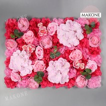 플라워월 꽃벽 인테리어 실크 조화 웨딩 포토존 아트, 레드 40x60cm