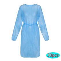 검진복 일회용 보호 격리 의류 침 방지 방수 오일 얼룩 간호 가운 격리 안전 탑 유니폼, 블루 30pcs, 없음