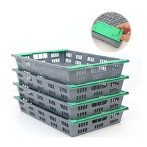 슬림 플라스틱 물빠짐 건조 적층 운반 박스 바스켓 상자, 슬림 플라스틱 박스 그레이 600*370*90