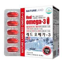 네이처랜드 레드 오메가3 60캡슐 DHA EPA 멸치 엔쵸비 크릴새우 오일 원액 남극크릴오일 인지질 아스타잔틴 불포화지방산 비타민D 비타민E 혈행개선 눈건강 뼈건강에 도움 남성 여성 온가족 함량 추천, 2박스, 1306mg x 60캡슐