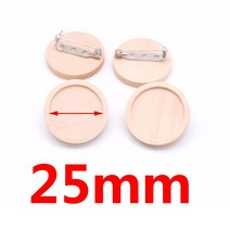 빈 나무 브로치 기본 설정직경 20 25 30 40mm라운드 베젤 트레이Diy 브로치핀 백보석 제작10 개/묶음