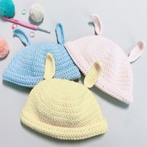 아기 토끼 신생아 뜨개 모자 DIY 동영상 패키지 키트 계묘년 흑토끼띠 태교 코바늘뜨개, 724터키블루