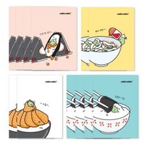 더오픈하우스 와루와루 중철 노트 핑크 4p + 옐로우 2p + 화이트 2p + 민트 4p 세트 23-4951, 혼합색상, 1세트