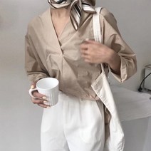 dcwi5044 수입의류 뒤트임 남방 브이넥 남방 루즈핏 남방 루즈핏 블라우스 남방 반전 남방 반전 블라우스 뒷 단추 블라우스