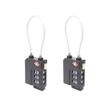 TSA 케이블 와이어 안전자물쇠 3다이얼 블랙, 4개