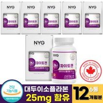 캐나다 파이토젠 대두 이소플라본 25mg 함유 에스트로겐 소이 여성 갱년기 영양제 뼈 건강 도움을 줄수 있음 (+사은품 증정), 1개, 60캡슐 x 6통 (12개월분)