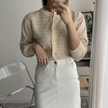 오오엘 여성용 플라워 라운드 튤립 미니CD 가디건