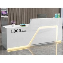 책상 계산대 헤어 살롱 업소용 인포메이션 테이블, 흰색+파란색빛100x60x100cm