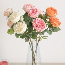 바보사랑 오스틴장미가지 60cm 조화 꽃 인테리어 장식 FAIAFT.플라워트리, 오렌지