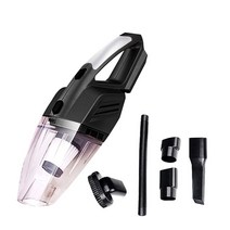 자동차 진공 청소기 12V 120W 휴대용 핸드 헬드 습식 및 건식 이중 사용 5 미터 커넥터 케이블 LED 라이트, 01 Black