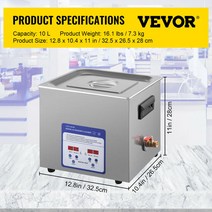 VEVOR2L 3L 6L 10L 15L 22L 30L 초음파 세척기 316 스테인레스 스틸 미니 레이브 식기 휴대용 세탁기 가전 제품, 2.1L