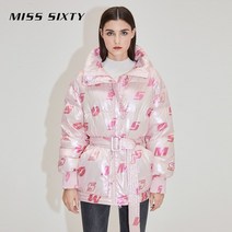 벨티드패딩 벨트패딩 벨트롱패딩 벨트 숏패딩미스 식스티 겨울 신작 다운 재킷 여성 샤이니 프린트 재킷 6 4 8231000