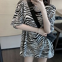 지브라 오버핏 박시티 빅라운드 티셔츠 편한 여름티