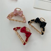 셀러허브 여성패션 [] 여자 여름 메탈 크로스 리본 올리머리 깔끔 집게핀, A0046_블랙/FREE