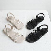 신블리 스웨이드 끈 슬리퍼 샌들 1.5cm(화이트 블랙)