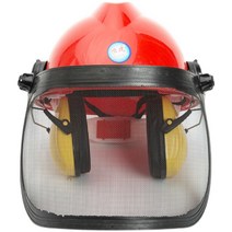 예초기 안전모 귀마개 안면보호 썬캡 올인원 헬멧, 노란헬멧+금속메쉬커버