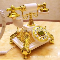 유럽식 골드 엔틱전화기 유선 레트로 전화기 골드 인테리어 장식, 단일사이즈