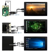 휴대용 7 인치 HDMI LCD H 정전 식 터치 스크린 케이스 컴퓨터 모니터 1024 × 600 라즈베리 파이 4/3/제로, 한개옵션0