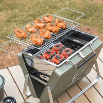 가방형 화로대 밥그릴 밥캠핑 접이식 캠핑 미니 꼬치, 그린 - 휴대용 오븐 라지