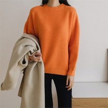 셀러허브 여성패션 [VY] 여자 컬러티셔츠 벌룬 라운드 박시 클래식 니트