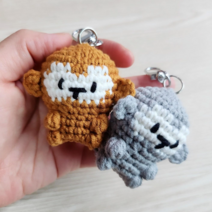 꼼지락 원숭이뜨개키링 귀여운키링, 민트