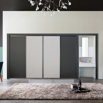 루이핏 화장대 슬라이딩 맞춤 붙박이장 고급형 360cm, 실키그레이+다크그레이