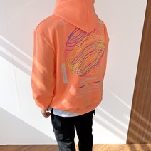 빠델 남자 레인보우 프린팅 오버핏 후드티셔츠