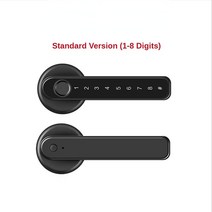 스마트 지문인식 도어락 안방 방문 욕실 사무실 문 손잡이 잠금장치핀 안전장치 TT Lock-tuya 지문 암호 잠금장치 침실 홈 볼 핸들 블루투스 와이파이, [01] Standard black