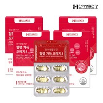 한미생활건강 혈행 가득 오메가3 1000mg 30캡슐 1개월분 혈관 안구건조 기억력개선, 4개, 30정