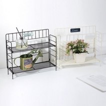 빈티지 철망 2단 스탠드 미니선반 대, 상세설명 참조, 블랙