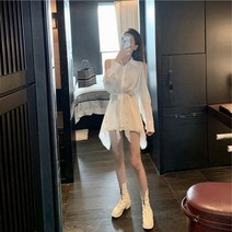 2022년 봄여름신상 여성스러운 인플루언서 시크한 디자인 프랑스 샤오중 누비 원피스