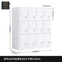 철제 캐비닛 3단 락커 개인용 수납함 기숙사 사물함 인테리어 소품 세트 빈티지 포인트, 화이트 12도어 사물함(1200높이)
