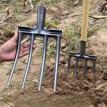 고구마괭이 로타리삽 감자 캐는도구 수확 삼지창, 구형 나무 손잡이가 있는 강철 포크