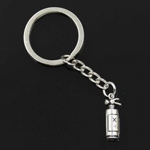 대동소방 소화기 차량용 소화기 새로운 패션 남자 30mm 키 체인 DIY 금속 홀더 빈티지 소화기 소방관 23x6x, 01 silver