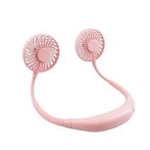 FAN2 휴대용 넥밴드 듀얼 선풍기 목걸이 냉풍기, 핑크