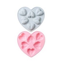 이홈베이킹 크리스탈하트 실리콘몰드 6구 2종 세트, 블루+핑크, 5세트