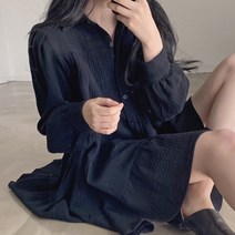 바스락 루즈핏 봄 여름 긴팔 여자 셔츠 원피스 바캉스룩 데이트룩 플레어 40대 30대 코디