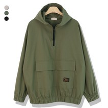 오마보이 남성용 반집업 아노락 면 홀더 후드티