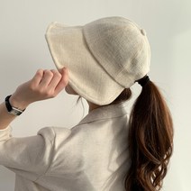 블루씨티 여름 린넨 보넷 벨크로 와이드 챙 라탄 버킷햇 모자