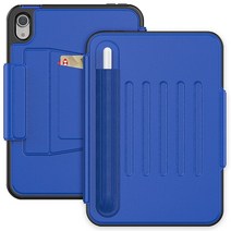 ebook리더기 이북 북 전자책 단말기 전자북애플 iPad 미니 6 mini6 세대 2021 A2567 케이스 PU 가죽 플립 마그네틱 버클 Shockproof 스탠드 태블릿 커버, 02 Blue, 한개옵션1