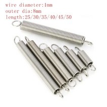 인장스프링 스텐인장스프링 금형 2-5pcs 1.0*8 * L 1.0mm 스테인레스 스틸 인장 스프링 후크 연장 외부 직경 8mm 길이 20mm ~ 150mm, 1x8x130 2pcs, 02 1x8x130  2pcs