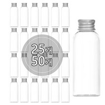 [50개묶음판매] 알루미늄캡 50ml 60ml 75ml 80ml 100ml 어메니티 공병, 80ml 투명용기, 실버캡, 50개